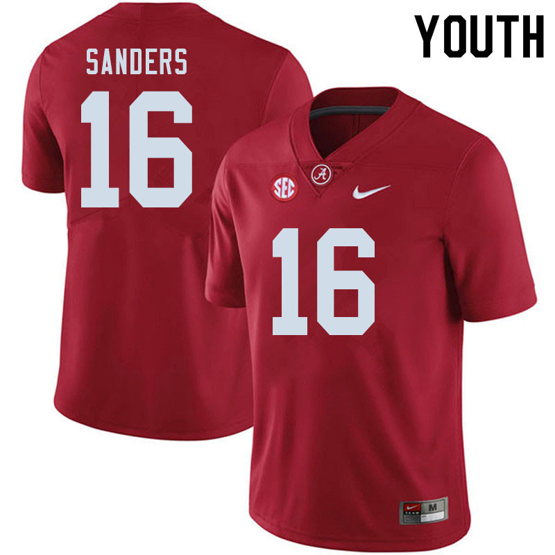Youth #16 Drew Sanders Alabama Crimson Tide College Football Jerseys Sale-Crimson